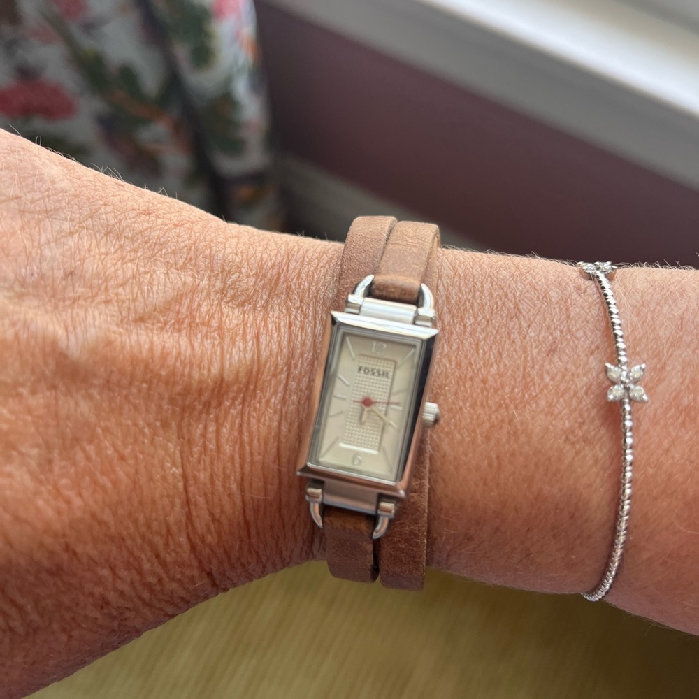 Fossil Tan Leather Double Wrap Watch-boho style